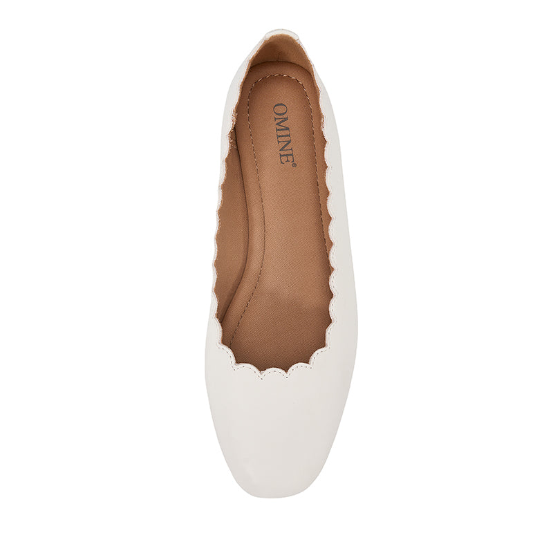 Omine Classic Round Toe Ballet Flats Wave Pattern Edge Super Low Heel Flat Solid Color Full Size Comfort Party Dress Casual Shoes
