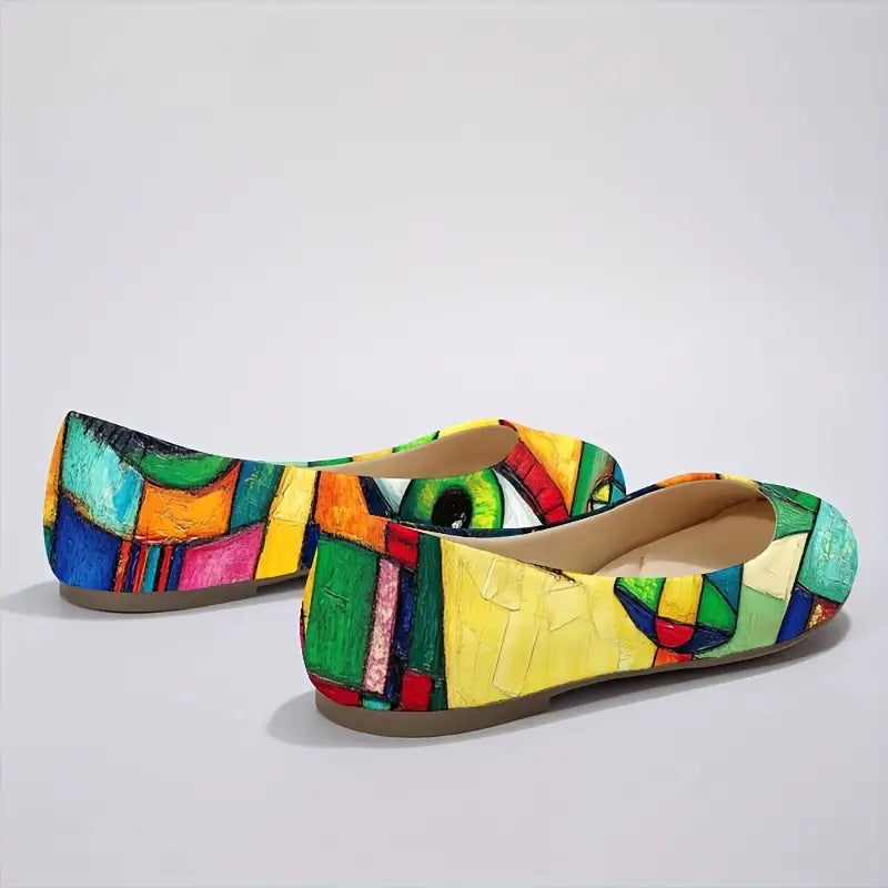 Omine Women's Wide Width Flat Shoes, Comfortable Casual Round Toe Classy Design Ballet Flats.
