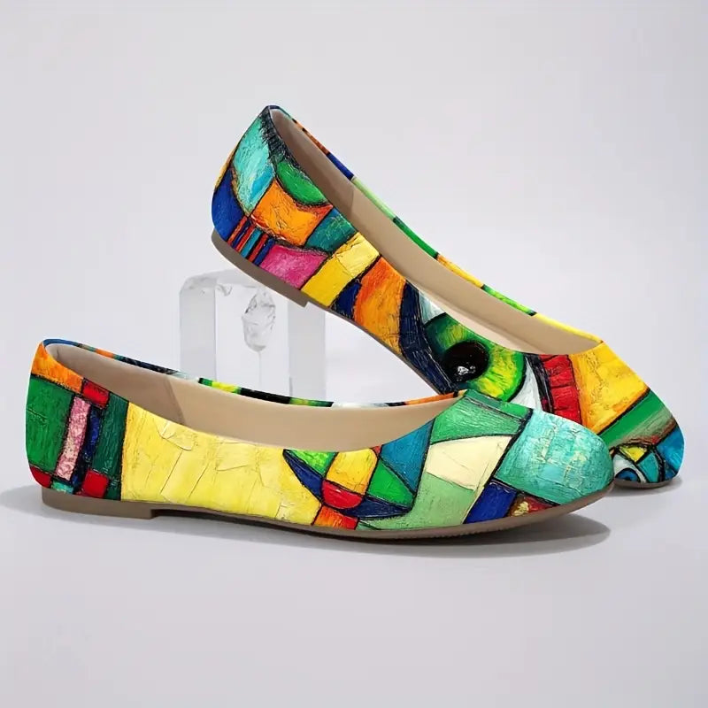 Omine Women's Wide Width Flat Shoes, Comfortable Casual Round Toe Classy Design Ballet Flats.