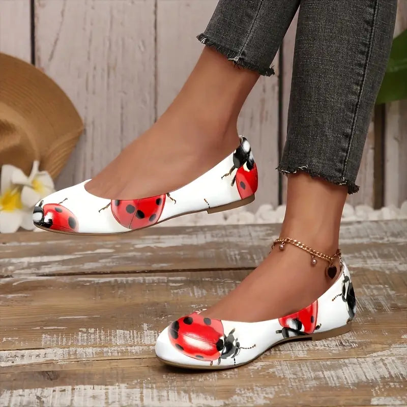 Omine Women's Wide Width Flat Shoes, Comfortable Casual Round Toe Classy Design Ballet Flats.