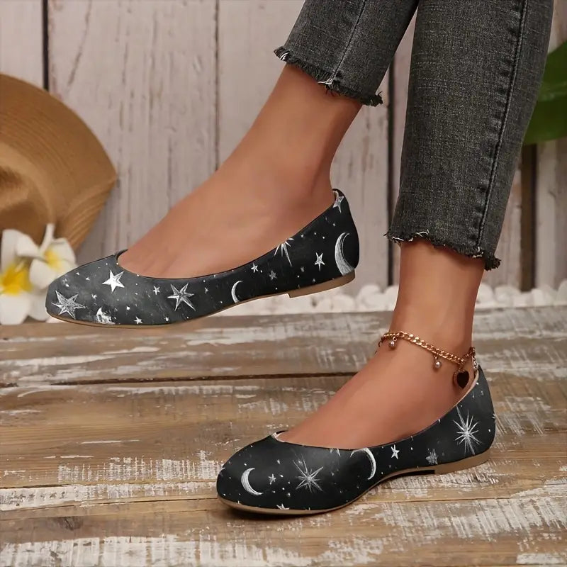 Omine Women's Wide Width Flat Shoes, Comfortable Casual Round Toe Classy Design Ballet Flats.