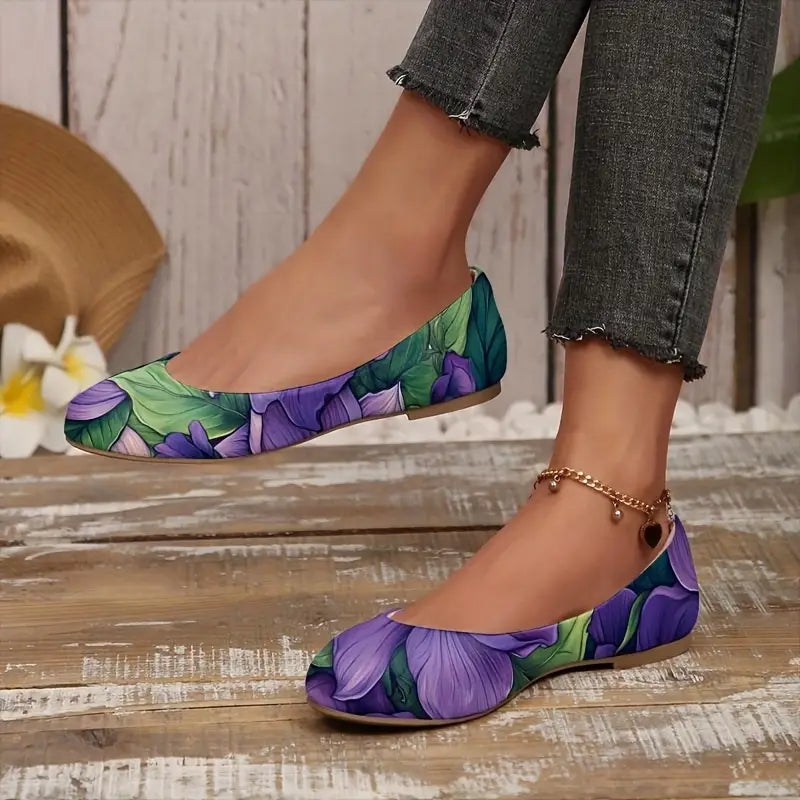 Omine Women's Wide Width Flat Shoes, Comfortable Casual Round Toe Classy Design Ballet Flats.