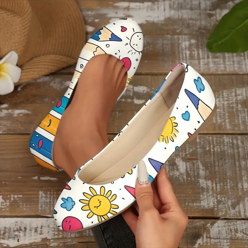 Omine Women's Wide Width Flat Shoes, Comfortable Casual Round Toe Classy Design Ballet Flats.