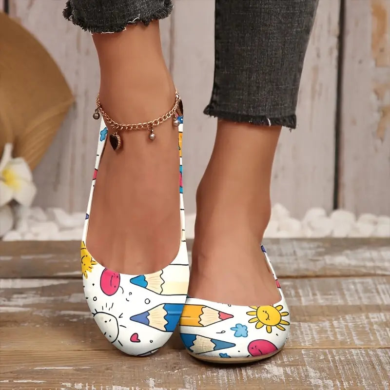 Omine Women's Wide Width Flat Shoes, Comfortable Casual Round Toe Classy Design Ballet Flats.