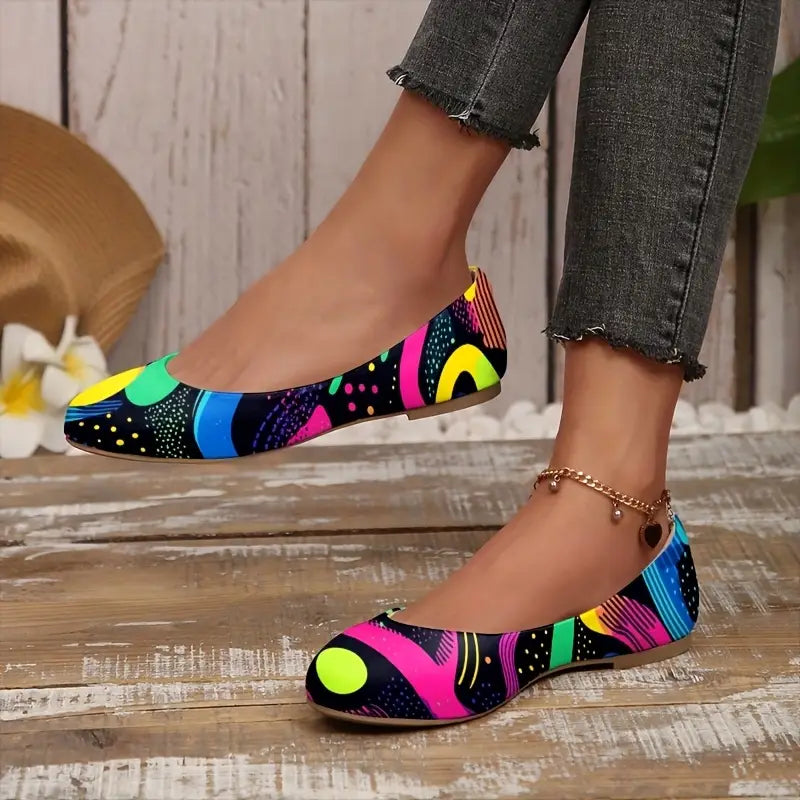 Omine Women's Wide Width Flat Shoes, Comfortable Casual Round Toe Classy Design Ballet Flats.