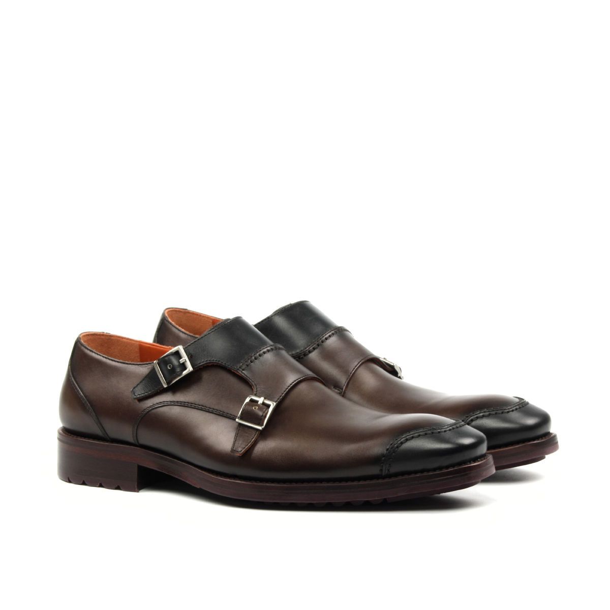 Omine Double Monk Strap Cap Toe Shoe