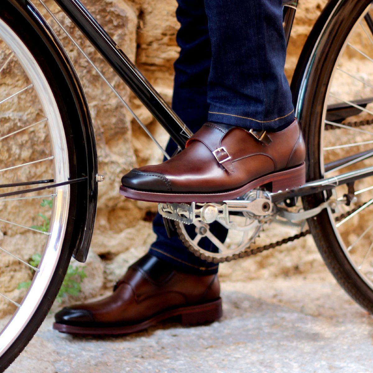 Omine Double Monk Strap Cap Toe Shoe