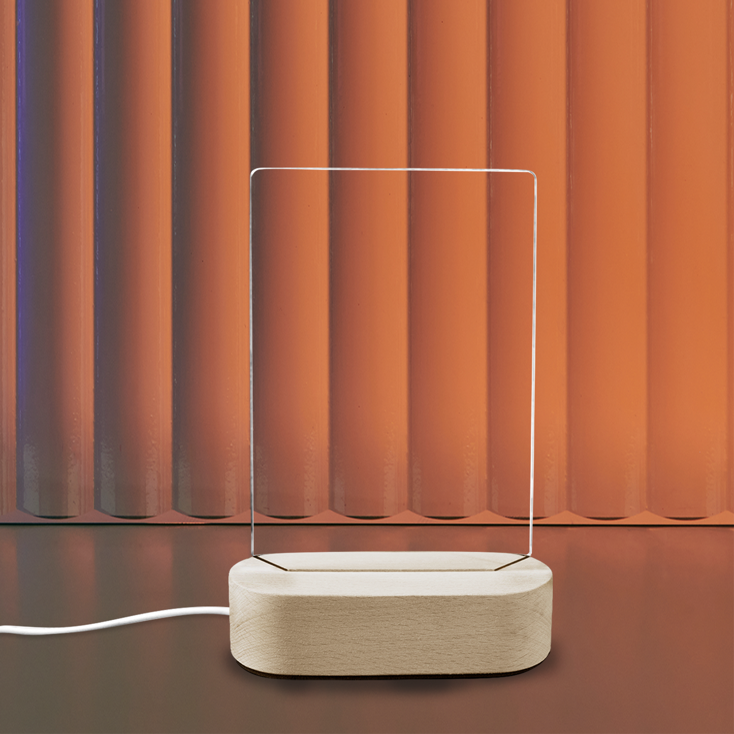 Custom Acrylic Night Light Plaque with Wooden Base – Personalized Photo LED Lamp Gift