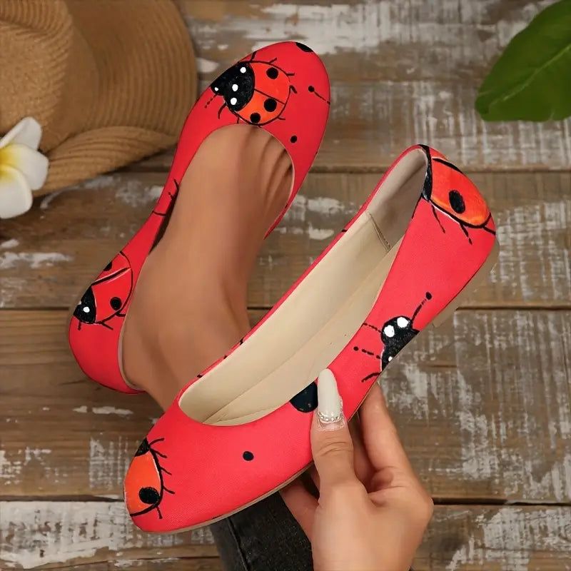 Omine Women's Wide Width Flat Shoes, Comfortable Casual Round Toe Classy Design Ballet Flats.