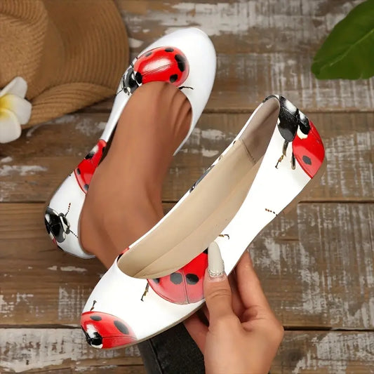 Omine Women's Wide Width Flat Shoes, Comfortable Casual Round Toe Classy Design Ballet Flats.