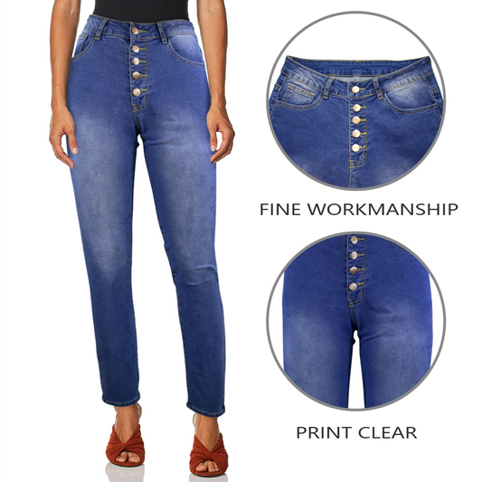 Custom Heat Transfer Design Women’s Jeans – Personalized Denim with Partial Print