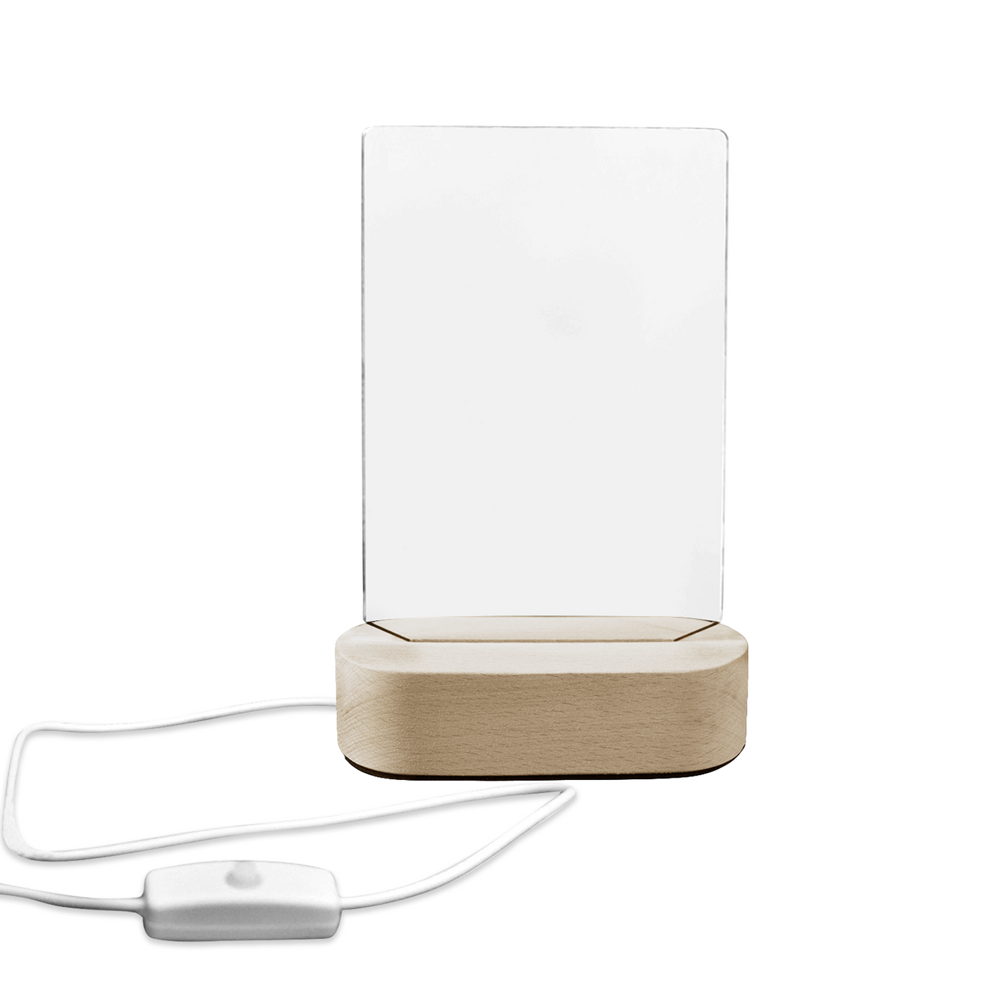 Custom Acrylic Night Light Plaque with Wooden Base – Personalized Photo LED Lamp Gift