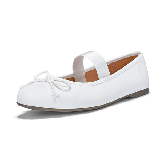 Omine Ballet Flats for Women Closed Round Toe Mary Jane Shoes Women Cute Bowknot Non-Slip Dressy Shoes Elastic Strap Comfortable Women's Flats for All-Year Daily Work Causal