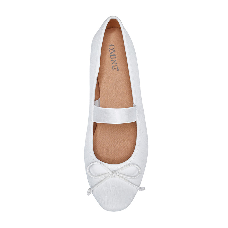 Omine Ballet Flats for Women Closed Round Toe Mary Jane Shoes Women Cute Bowknot Non-Slip Dressy Shoes Elastic Strap Comfortable Women's Flats for All-Year Daily Work Causal