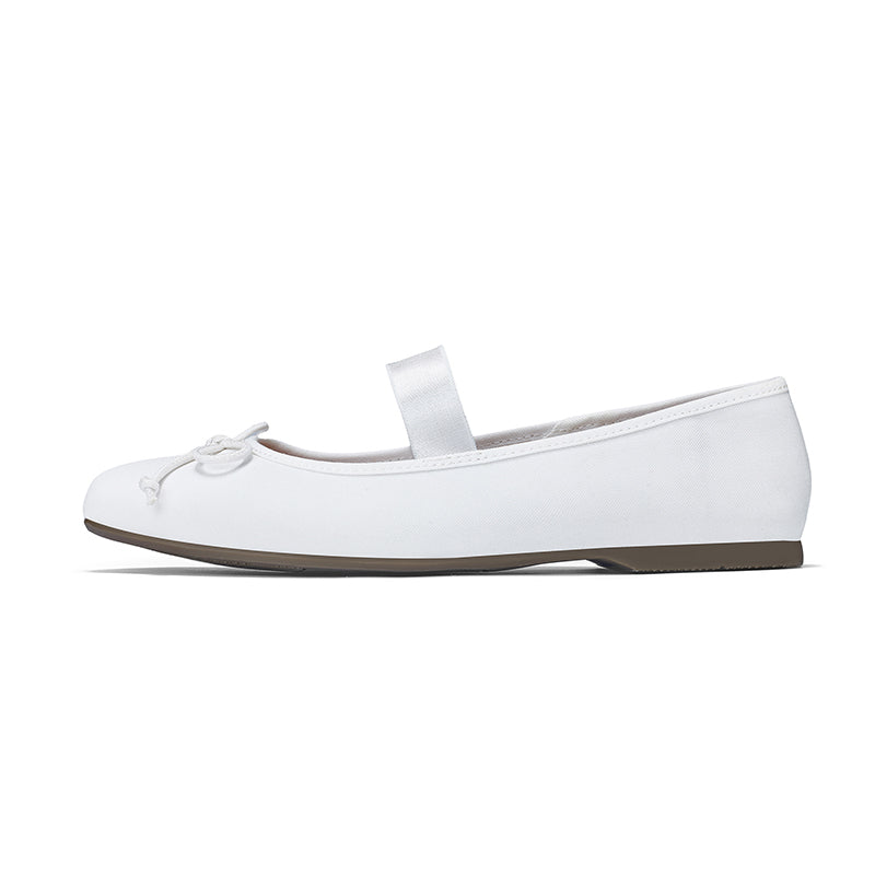 Omine Ballet Flats for Women Closed Round Toe Mary Jane Shoes Women Cute Bowknot Non-Slip Dressy Shoes Elastic Strap Comfortable Women's Flats for All-Year Daily Work Causal