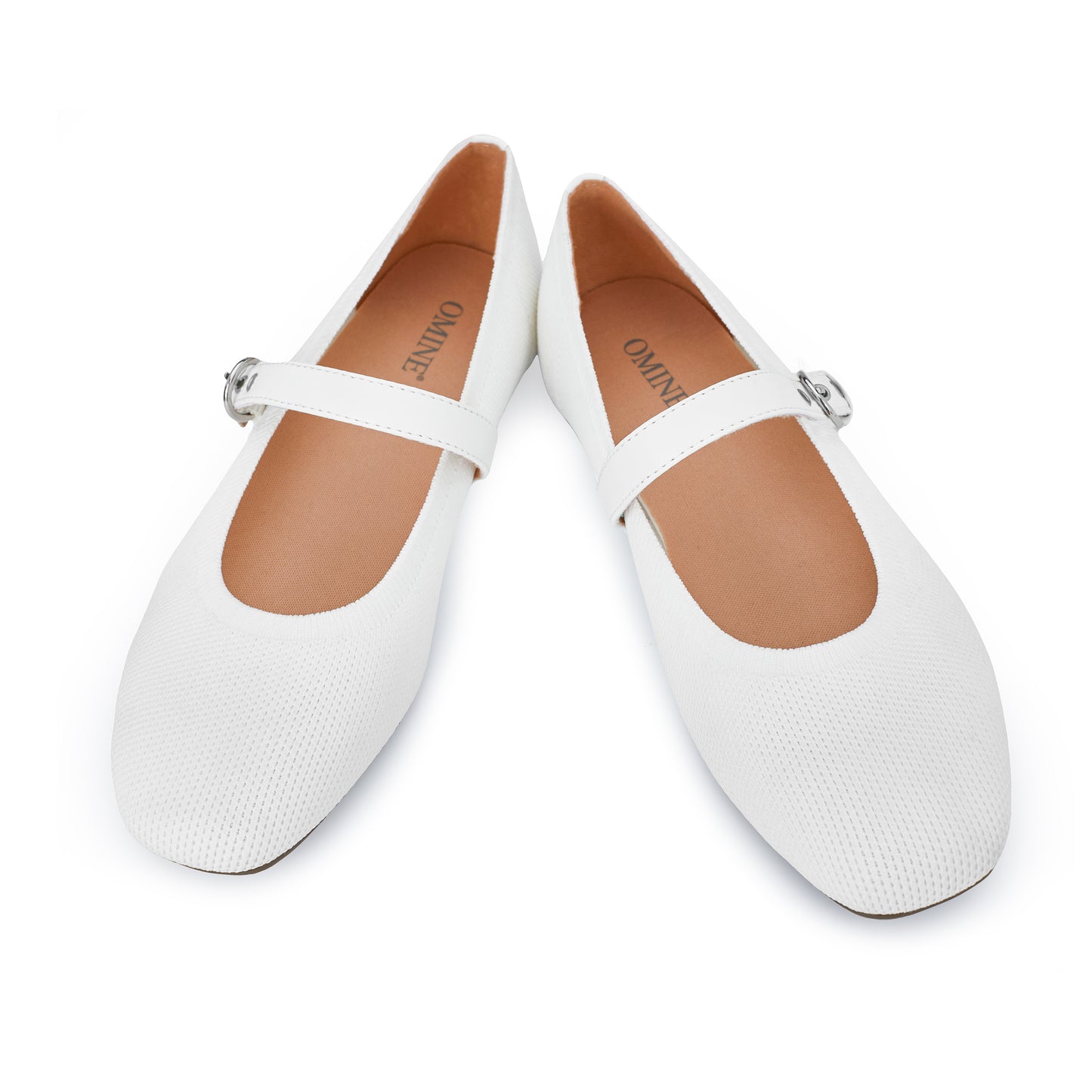 Omine Women's Mary Jane Flats Comfortable Dressy Ballet Flats Casual Round Toe Slip On Washable Knitted Fabric Office Work Woman Shoes