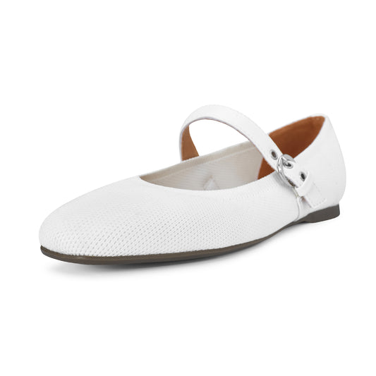 Omine Women's Mary Jane Flats Comfortable Dressy Ballet Flats Casual Round Toe Slip On Washable Knitted Fabric Office Work Woman Shoes