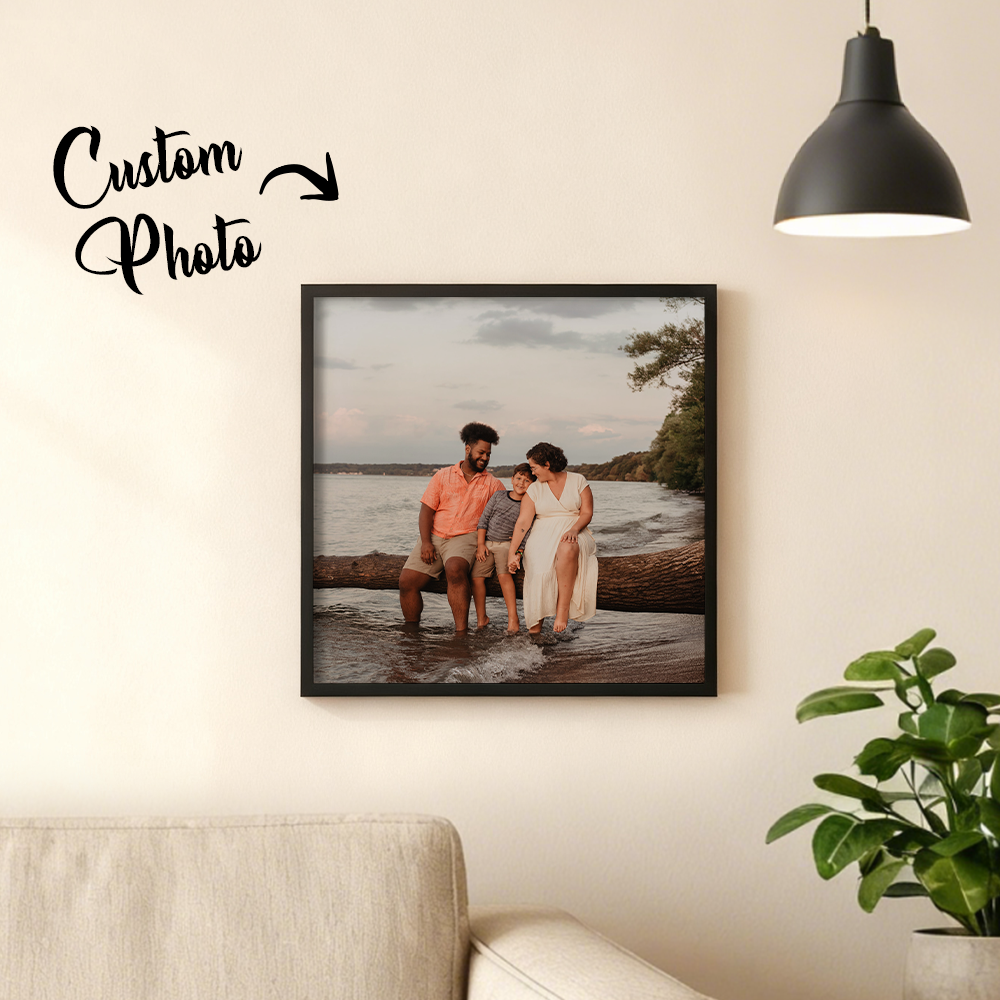 Custom Photo Black Frame Wall Art – Personalized Family Home Decoration