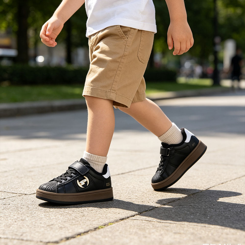 Toddler Boys Girls Winter Sneakers, Warm Fleece Lined Shell Toe Casual Shoes, Adjustable Strap Leather Kids Skate Board Shoes Non Slip Rubber Sole Walking Shoes for Little Kid