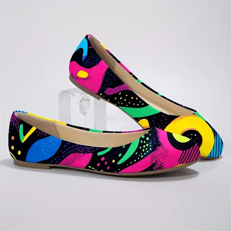 Omine Women's Wide Width Flat Shoes, Comfortable Casual Round Toe Classy Design Ballet Flats.