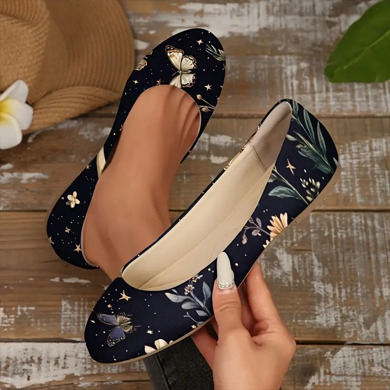 Omine Women's Wide Width Flat Shoes, Comfortable Casual Round Toe Classy Design Ballet Flats.