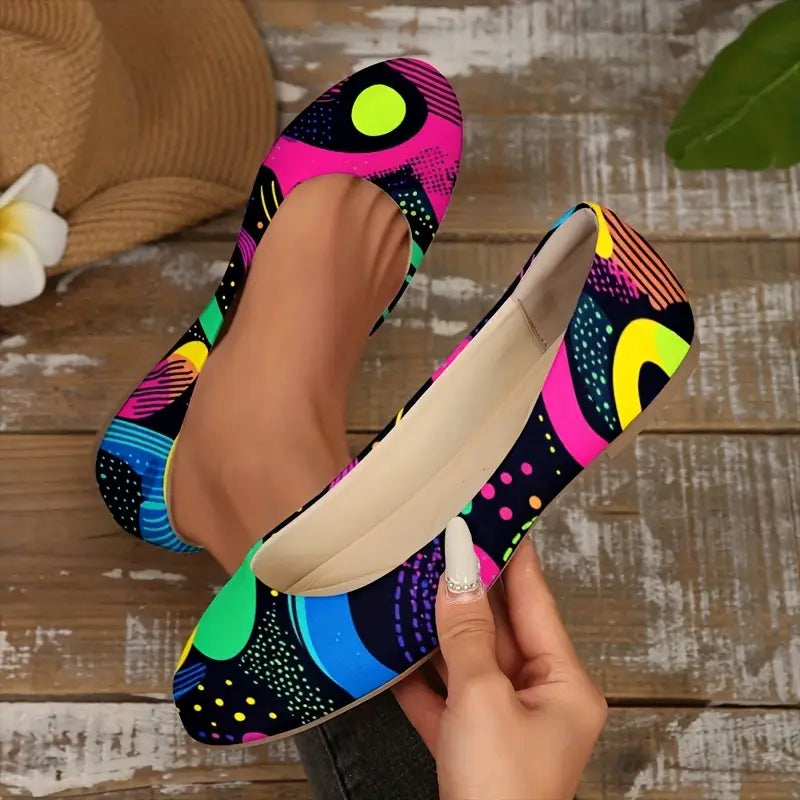 Omine Women's Wide Width Flat Shoes, Comfortable Casual Round Toe Classy Design Ballet Flats.