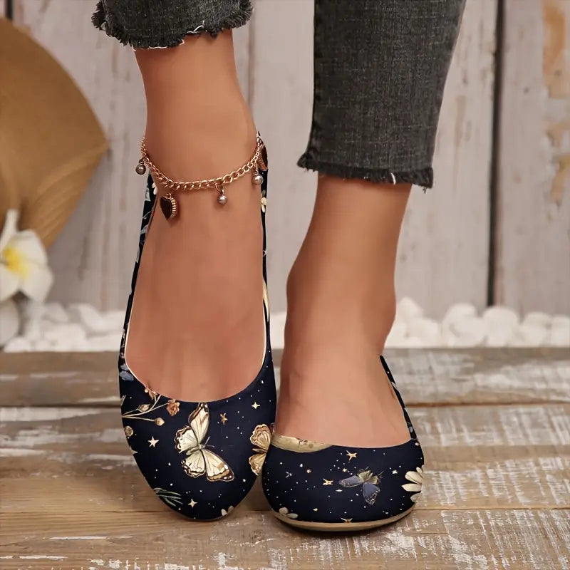 Omine Women's Wide Width Flat Shoes, Comfortable Casual Round Toe Classy Design Ballet Flats.