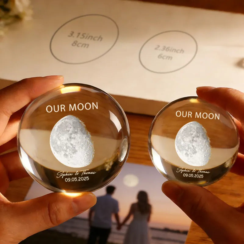 Personalized Our Moon Special Day Crystal Ball LED Night Light Custom Moon Phase Night Light for Couples Romantic Anniversary Gift