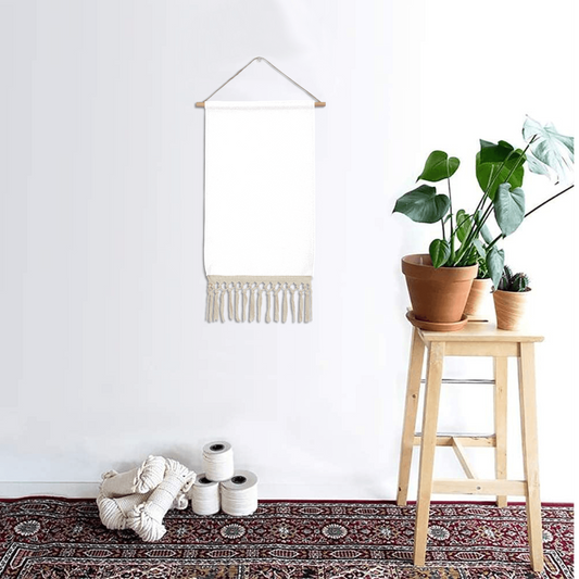 Custom Linen Wall Tapestry with Tassels – Personalized Boho Hanging Decor