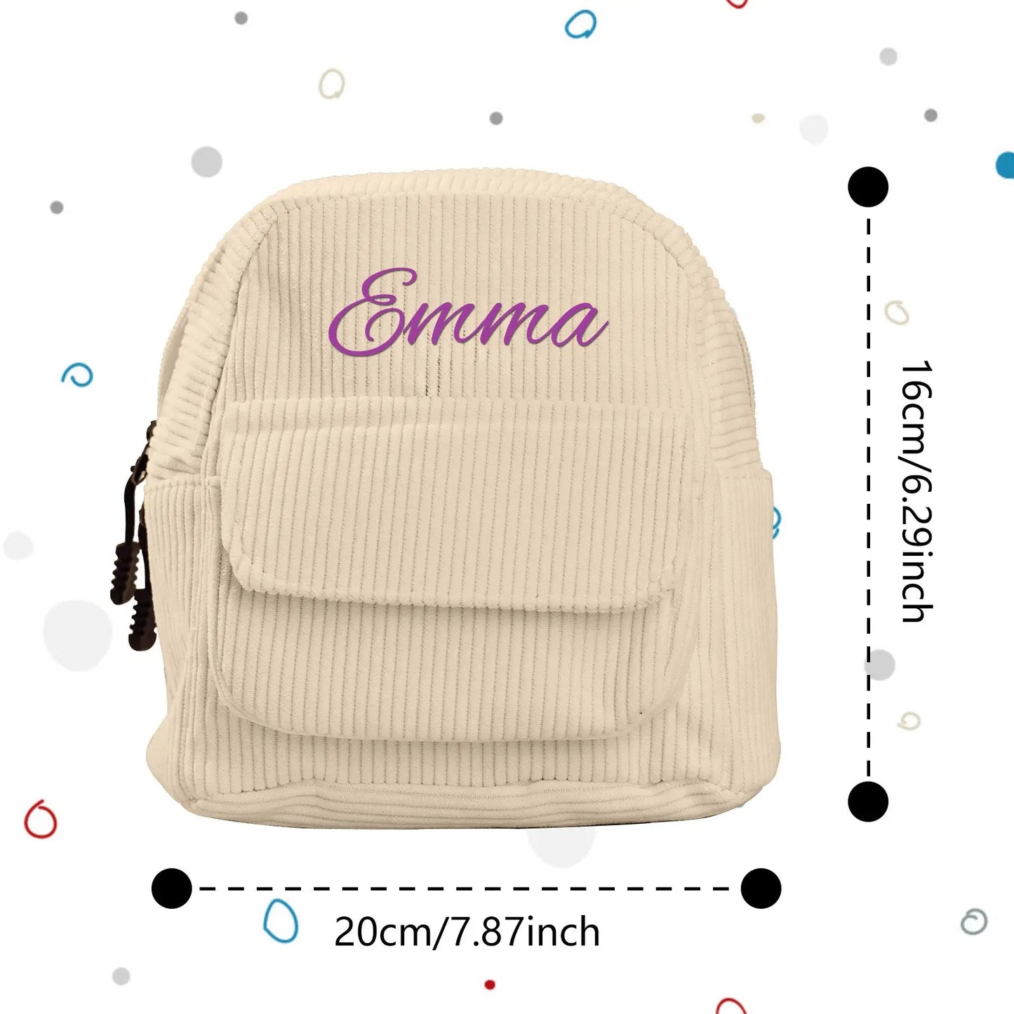 Personalized Mini Backpack with Name Corduroy School Bag Back to School Gift for Kids