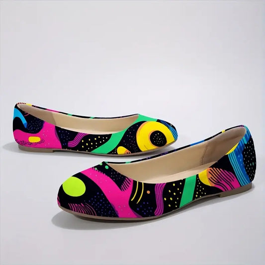 Omine Women's Wide Width Flat Shoes, Comfortable Casual Round Toe Classy Design Ballet Flats.