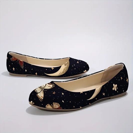 Omine Women's Wide Width Flat Shoes, Comfortable Casual Round Toe Classy Design Ballet Flats.