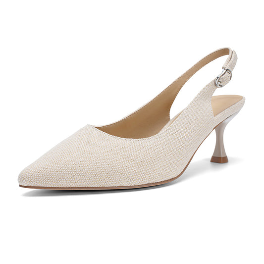 Omine  Women's Slingback Kitten Heels Closed Pointed Toe Wedding Party Dress Pumps Shoes