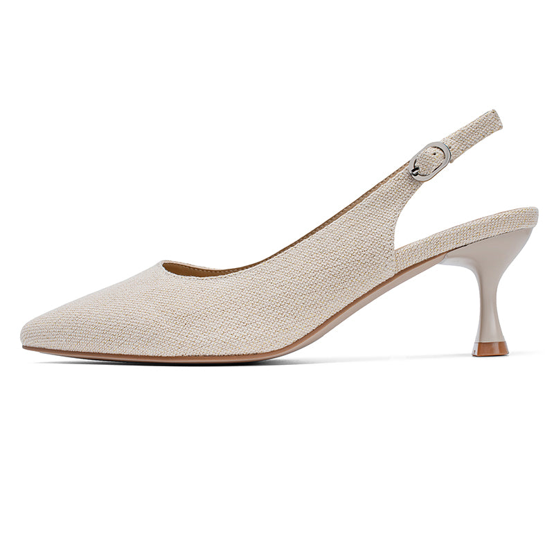 Omine  Women's Slingback Kitten Heels Closed Pointed Toe Wedding Party Dress Pumps Shoes