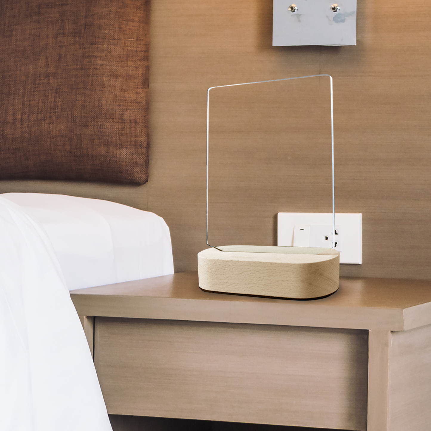 Custom Acrylic Photo Plaque with Wooden Base – Personalized Desktop Display Keepsake