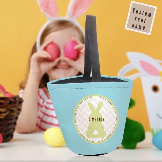 Personalized Name Easter Bunny Basket – Custom Easter Basket Tote Gift for Kids