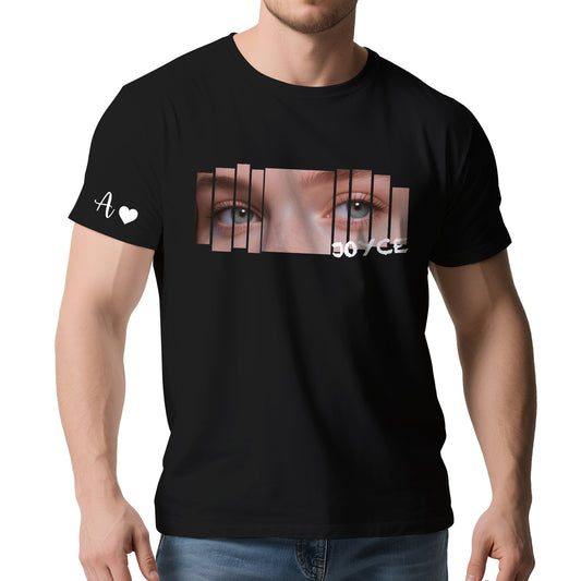 Custom Eyes Photo T-Shirt – Personalized Text Tee for Valentine’s Day Gift