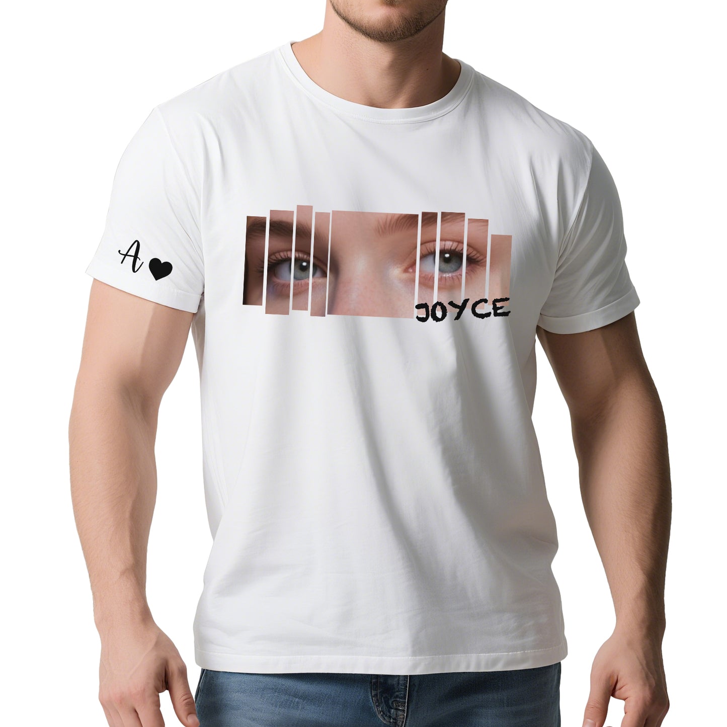 Custom Eyes Photo T-Shirt – Personalized Text Tee for Valentine’s Day Gift