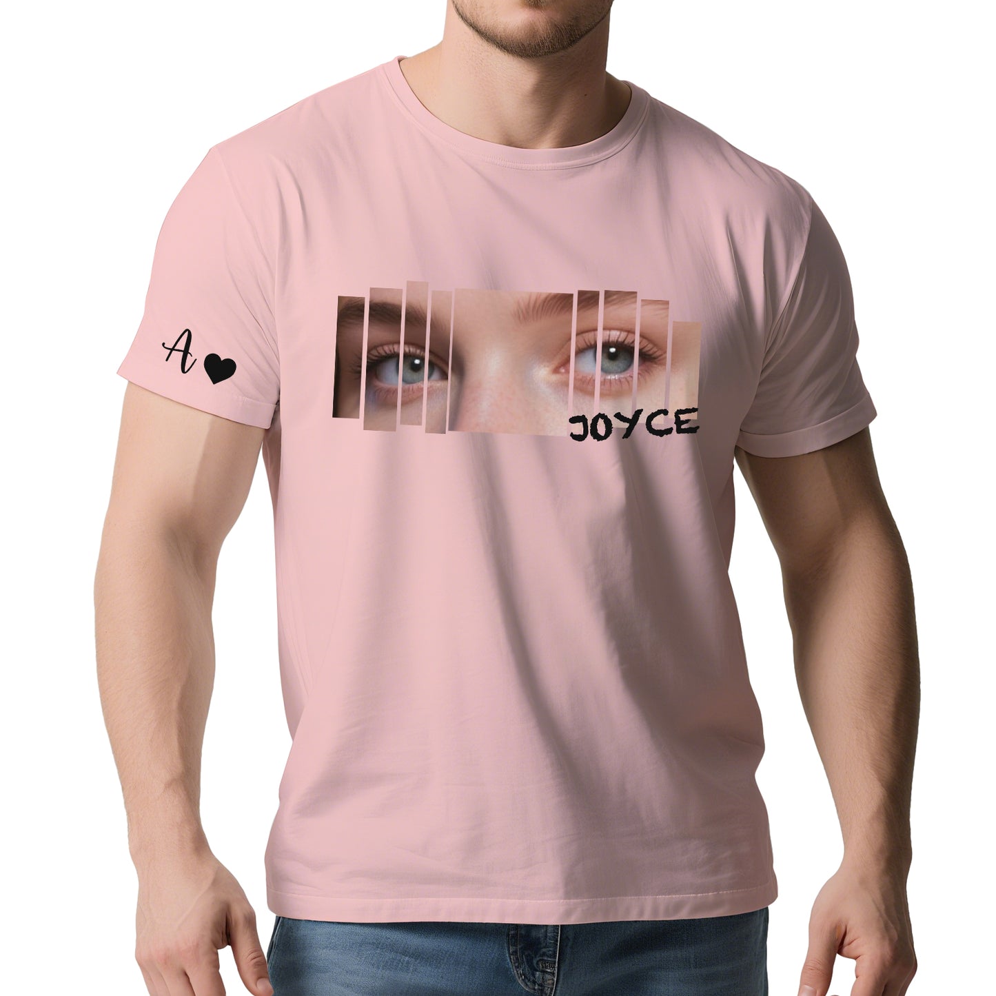 Custom Eyes Photo T-Shirt – Personalized Text Tee for Valentine’s Day Gift