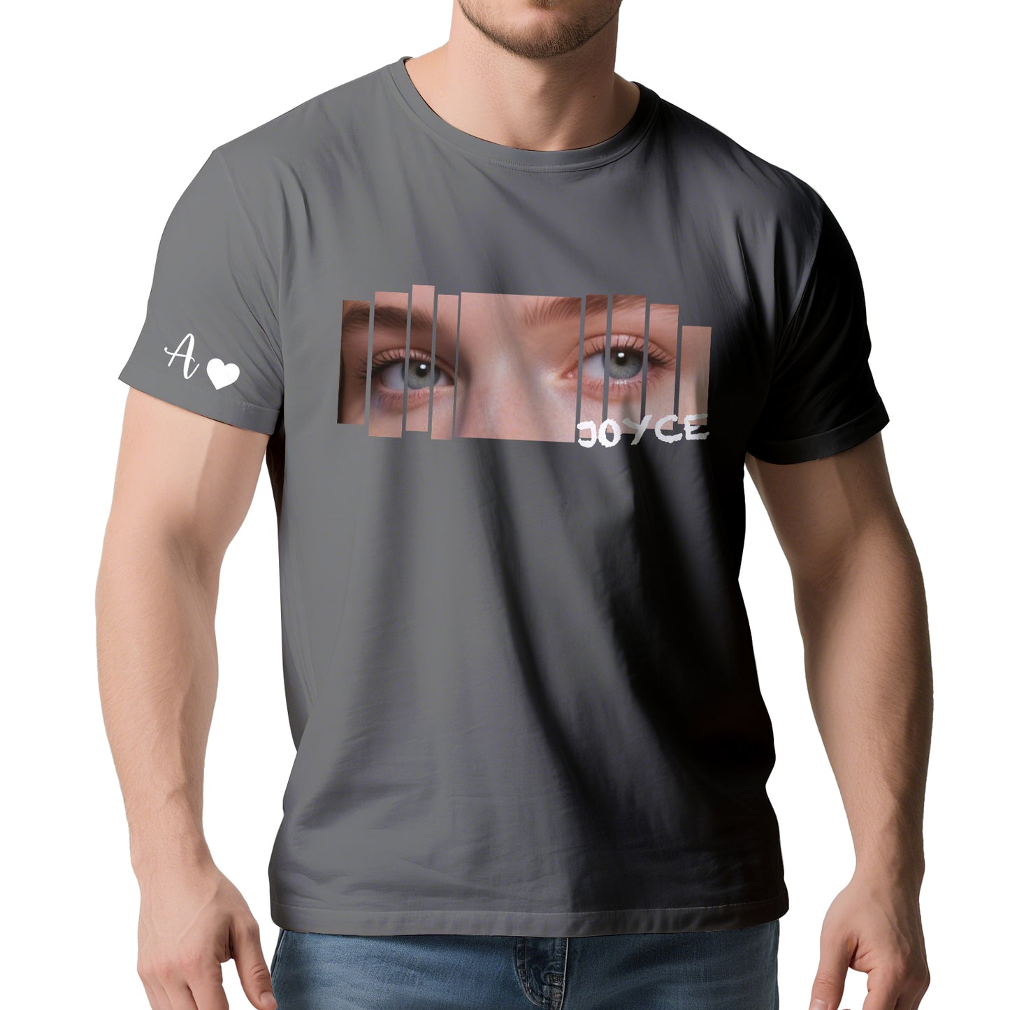 Custom Eyes Photo T-Shirt – Personalized Text Tee for Valentine’s Day Gift