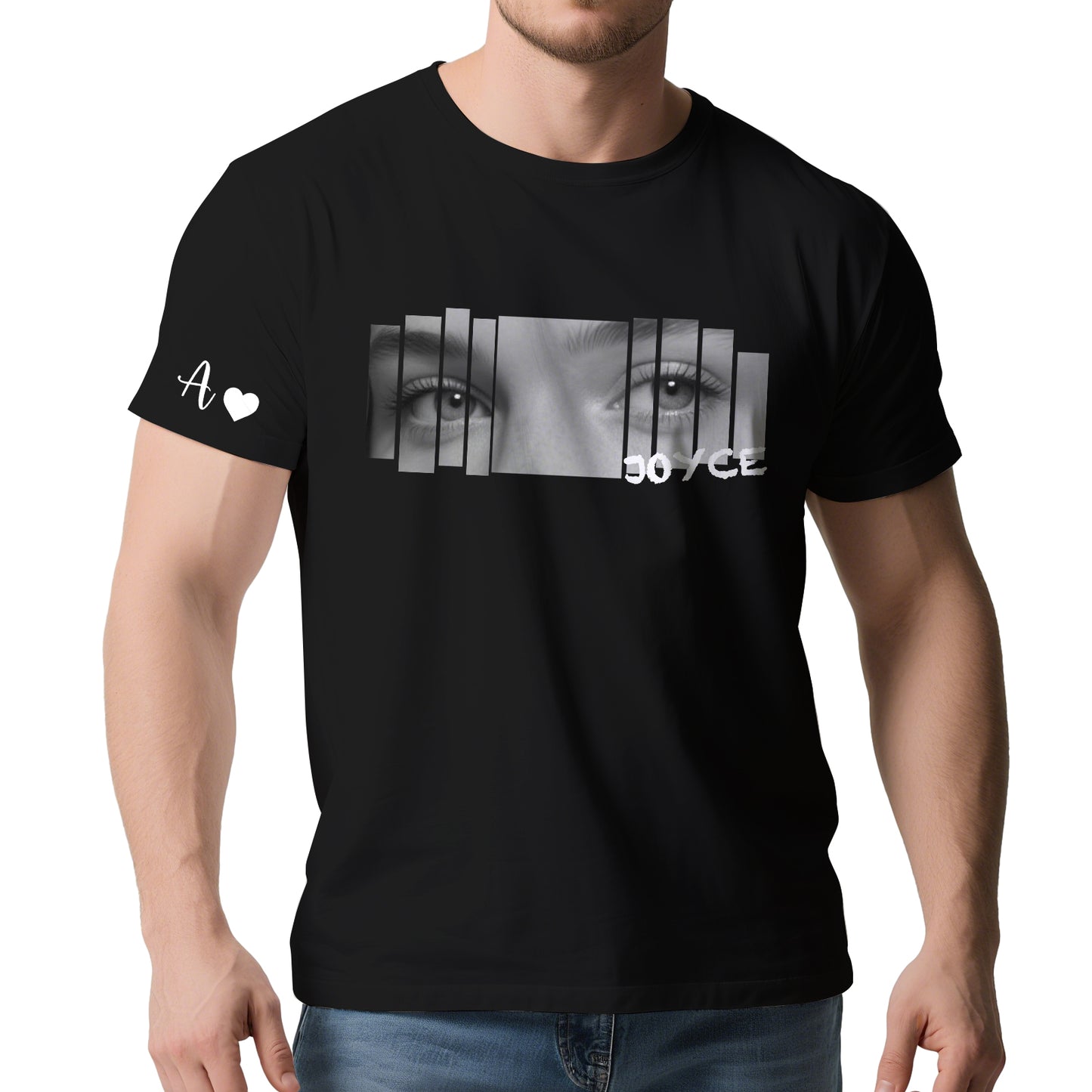 Custom Eyes Photo T-Shirt – Personalized Text Tee for Valentine’s Day Gift