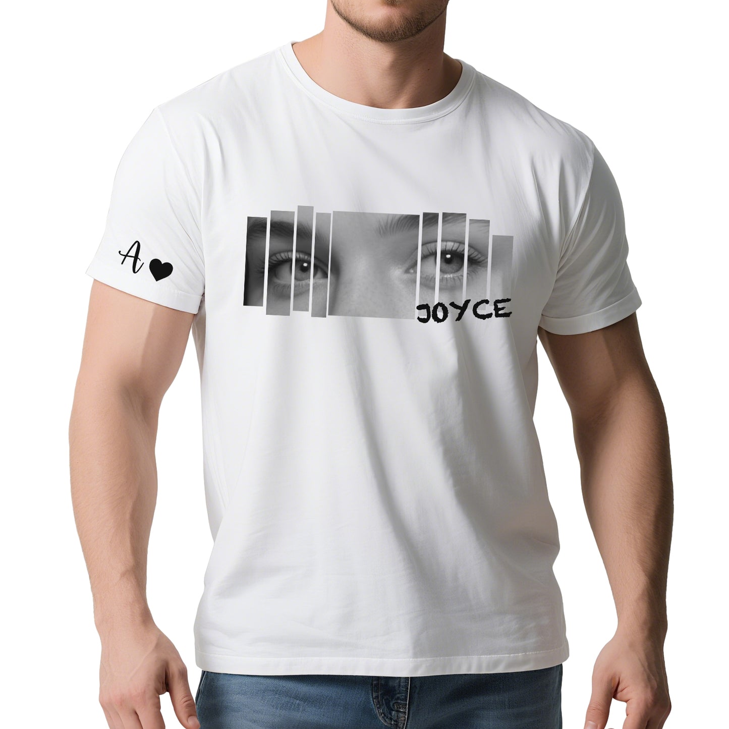 Custom Eyes Photo T-Shirt – Personalized Text Tee for Valentine’s Day Gift