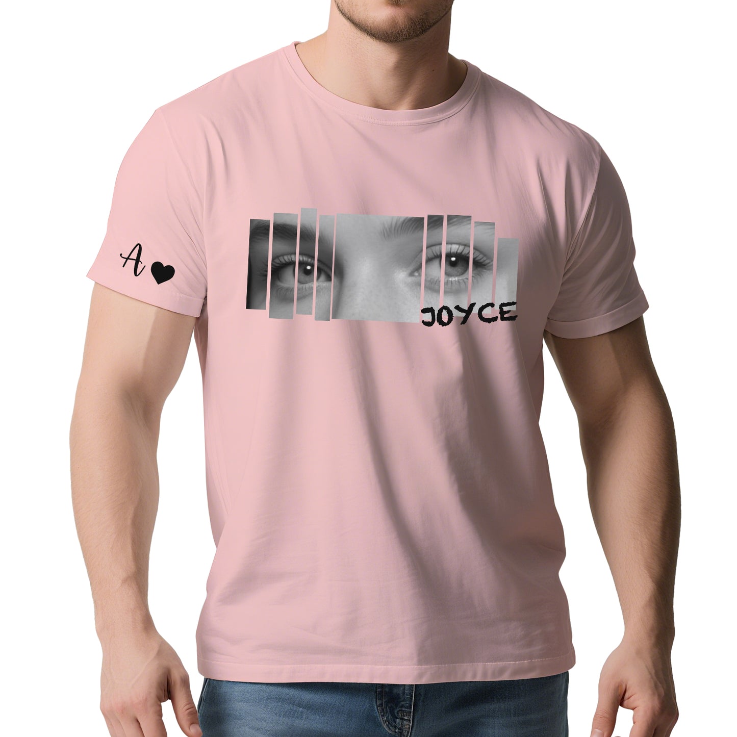 Custom Eyes Photo T-Shirt – Personalized Text Tee for Valentine’s Day Gift
