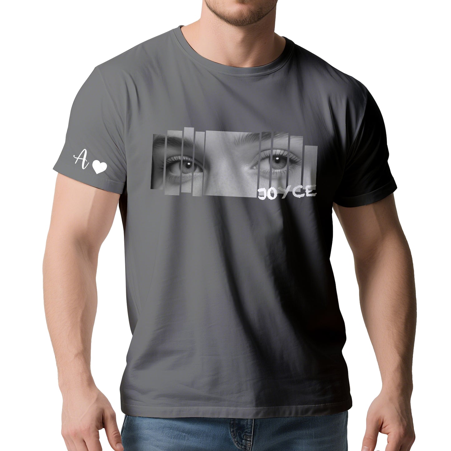 Custom Eyes Photo T-Shirt – Personalized Text Tee for Valentine’s Day Gift