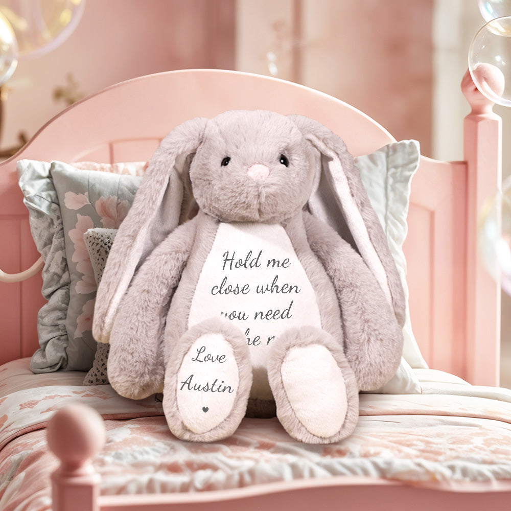 Custom Text & Name Bunny Plush Toy – Christmas Birthday & Children’s Day Gift