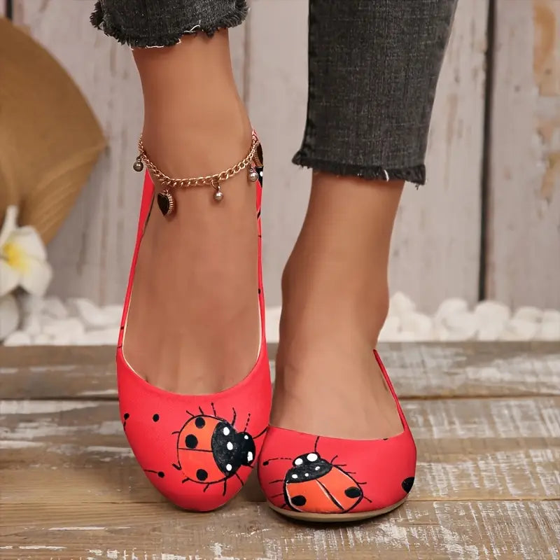 Omine Women's Wide Width Flat Shoes, Comfortable Casual Round Toe Classy Design Ballet Flats.