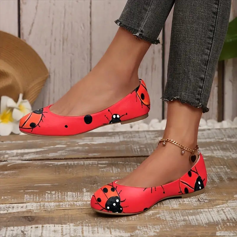 Omine Women's Wide Width Flat Shoes, Comfortable Casual Round Toe Classy Design Ballet Flats.