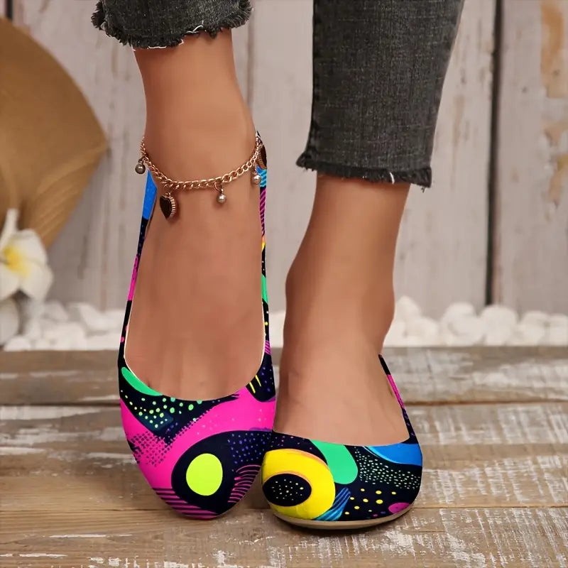 Omine Women's Wide Width Flat Shoes, Comfortable Casual Round Toe Classy Design Ballet Flats.