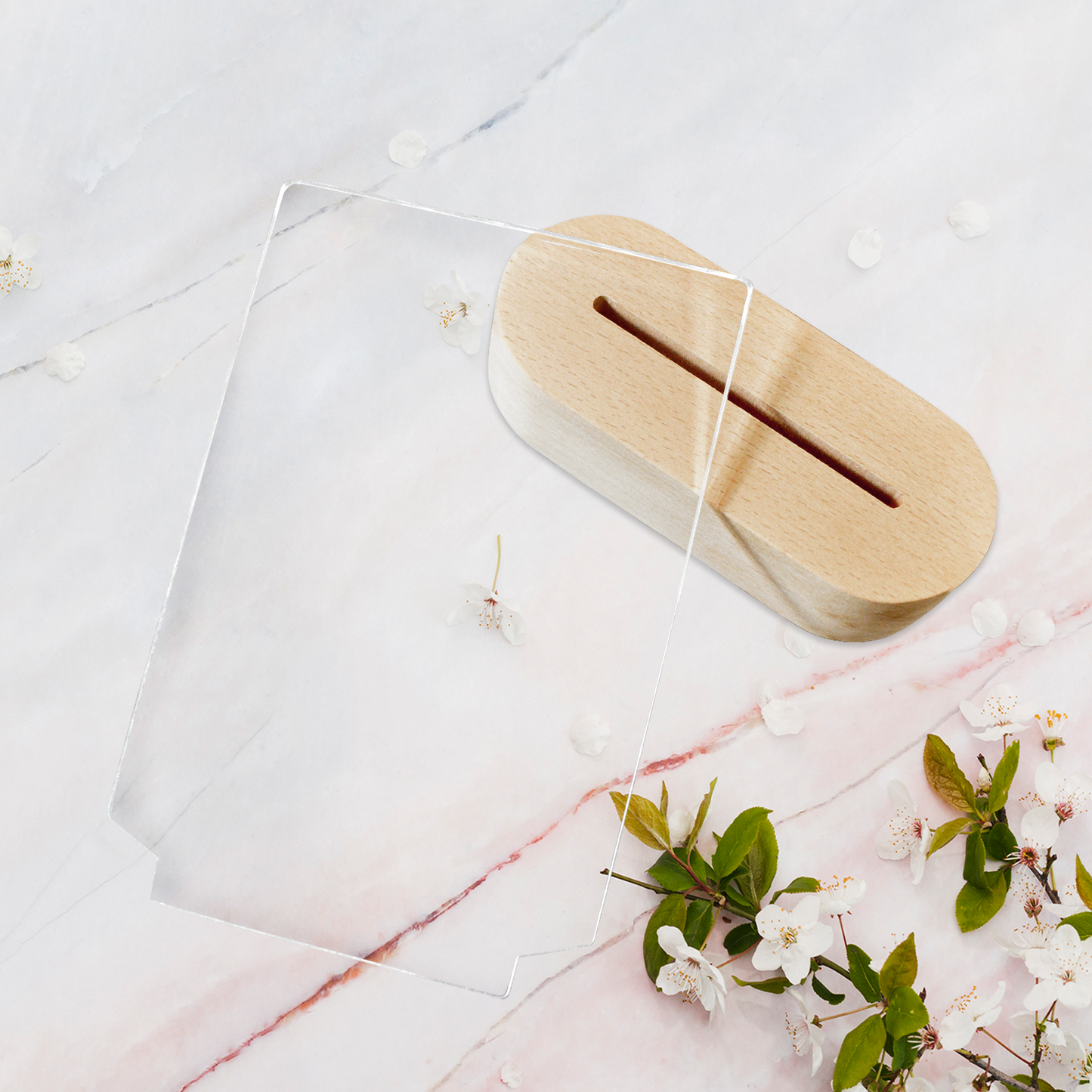 Custom Acrylic Photo Plaque with Wooden Base – Personalized Desktop Display Keepsake