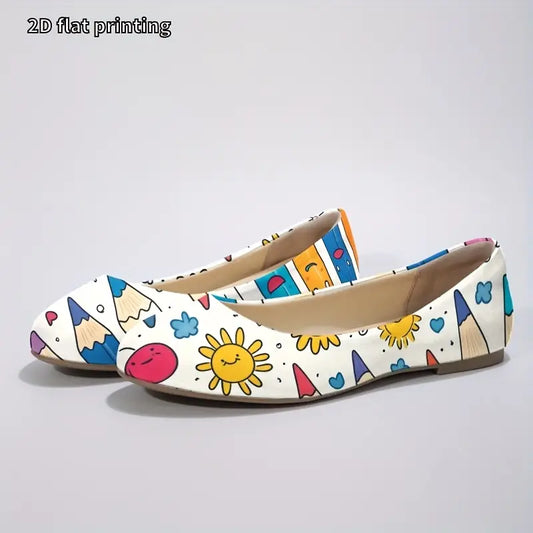 Omine Women's Wide Width Flat Shoes, Comfortable Casual Round Toe Classy Design Ballet Flats.